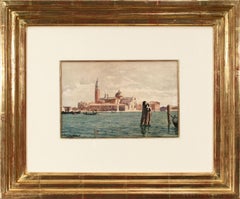 Antique View of San Giorgio Maggiore (Venice) Impressionist Watercolor by Róbert Nádler