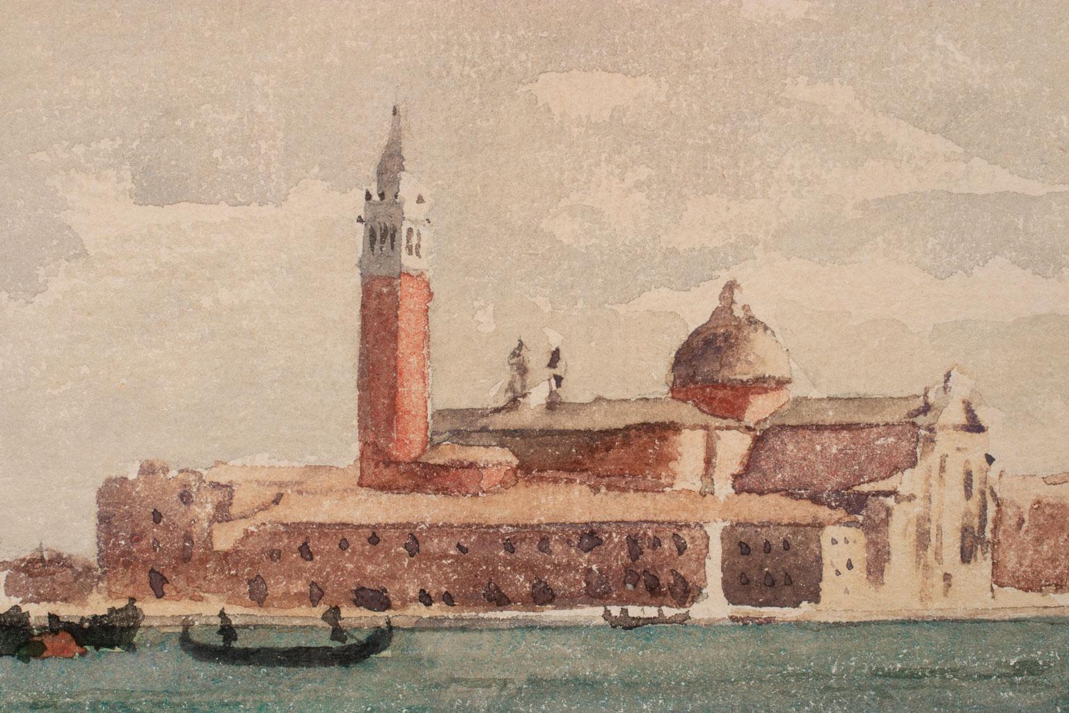View of San Giorgio Maggiore (Venice) Impressionist Watercolor by Róbert Nádler 3