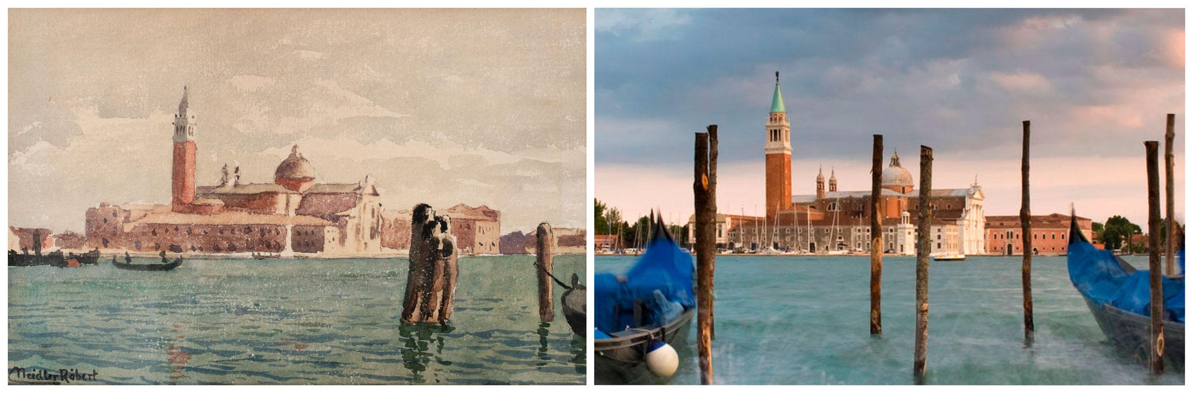 View of San Giorgio Maggiore (Venice) Impressionist Watercolor by Róbert Nádler 8