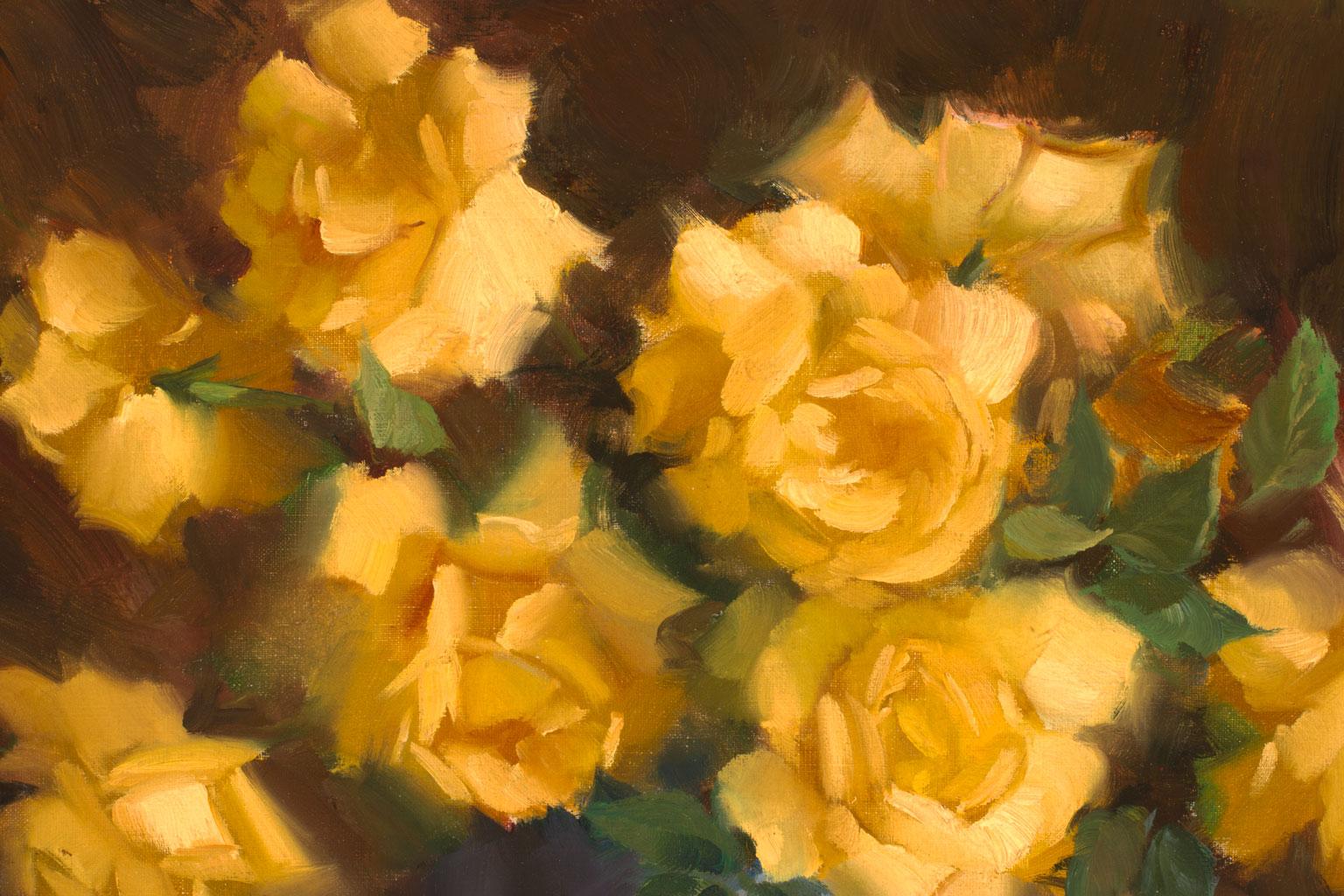 [Yellow Roses], an original oil on canvas by Vernon Kerr, is a piece for the true collector. Kerr's vivid detail projects from the painting, immediately capturing the viewer's attention, highlighting the artist's keen ability to capture emotion,