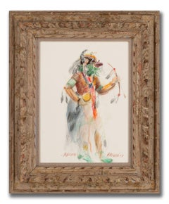 "Ahote" (from Hopi Indian culture) Mixed Media on Paper by Tom Perkinson, Framed