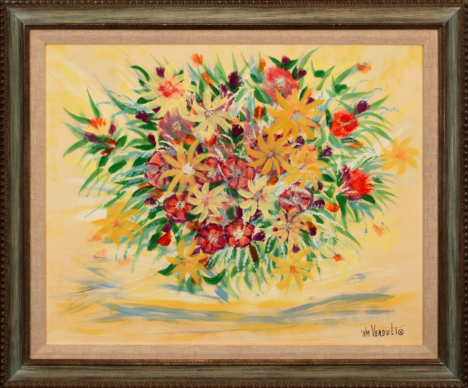 „The Gift“ Original Aquarell auf Papier, Blumenlandschaft von William Verdult, gerahmt