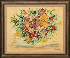 Vintage "The Gift" Original Watercolor on Paper Floralscape by William Verdult, Framed