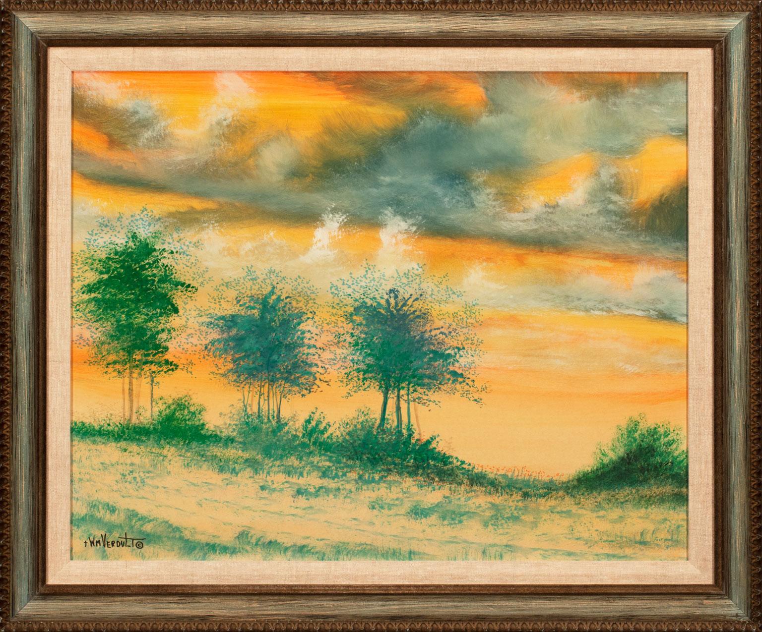 „Meadow“ Original Aquarell auf Papier Landschaft von William Verdult, gerahmt