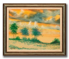 "Meadow" Original Watercolor on Paper Landscape by William Verdult, Framed