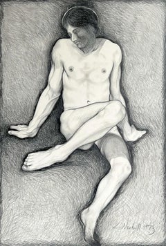 Ohne Titel (Male Nude), 1973, Originalzeichnung von Lowell Nesbitt