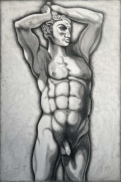 Sin título (Desnudo masculino), 1990, Dibujo original-Lowell Nesbitt