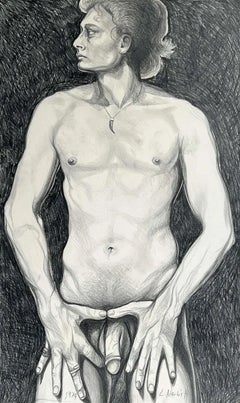 Untitled (Male Nude), 1974, Original Drawing—Lowell Nesbitt