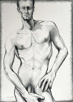 Untitled (Male Nude), 1980, Original Drawing—Lowell Nesbitt