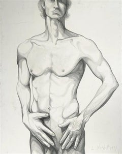Untitled (Male Nude), 1977, Original Drawing—Lowell Nesbitt