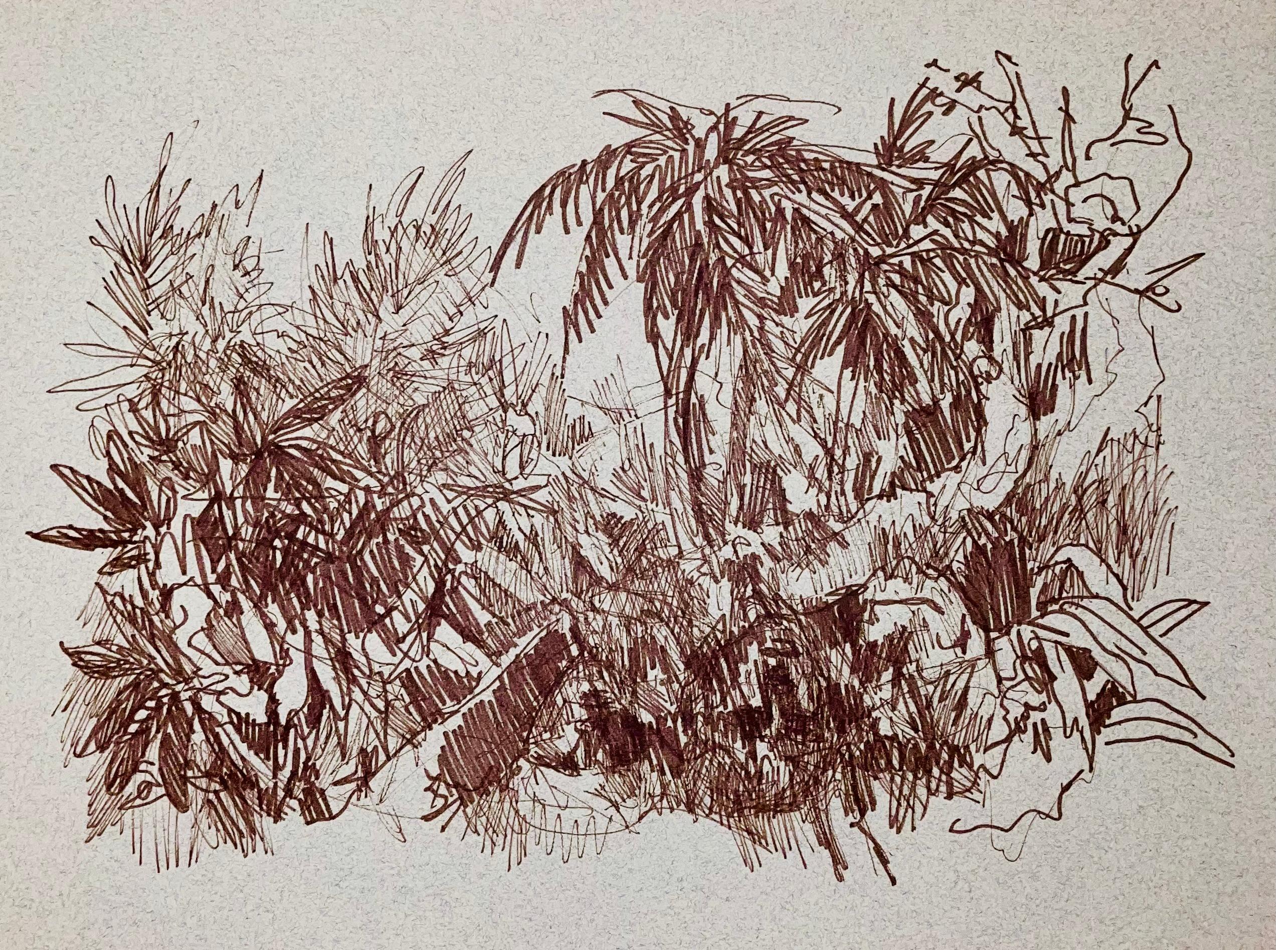 (Abstrakte tropische Landschaft) Ohne Titel, 2001, Ian Hornak - Zeichnung