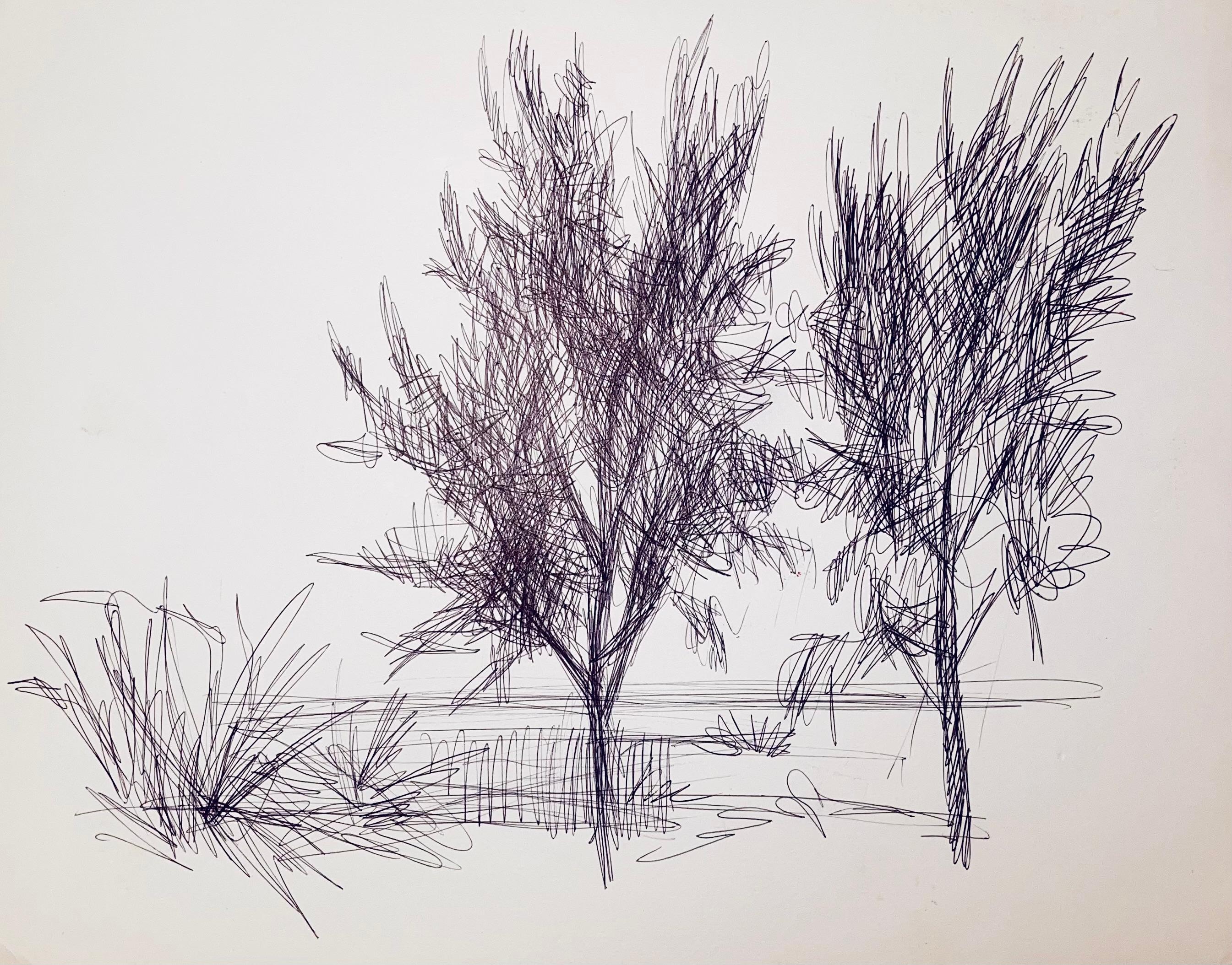 (Abstrakte Landschaft mit Bäumen) Ohne Titel, 2001, Ian Hornak - Zeichnung