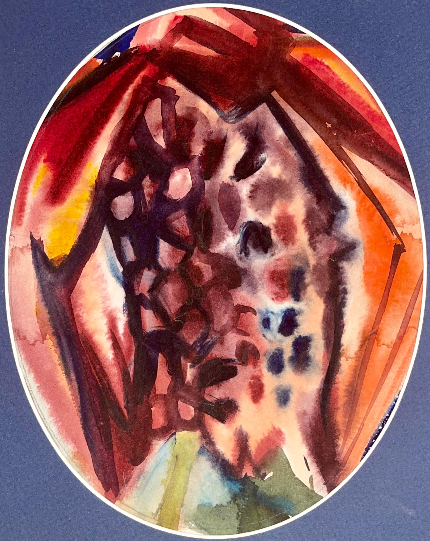Original painting on archival paper, circa 1964.  Paper Size: 10 x 9 inches (oval). Provenance: Estate of Ian Hornak, East Hampton, New York. Notes: Created during Hornak’s undergraduate studies at Wayne State University in Detroit, Michigan.

IAN