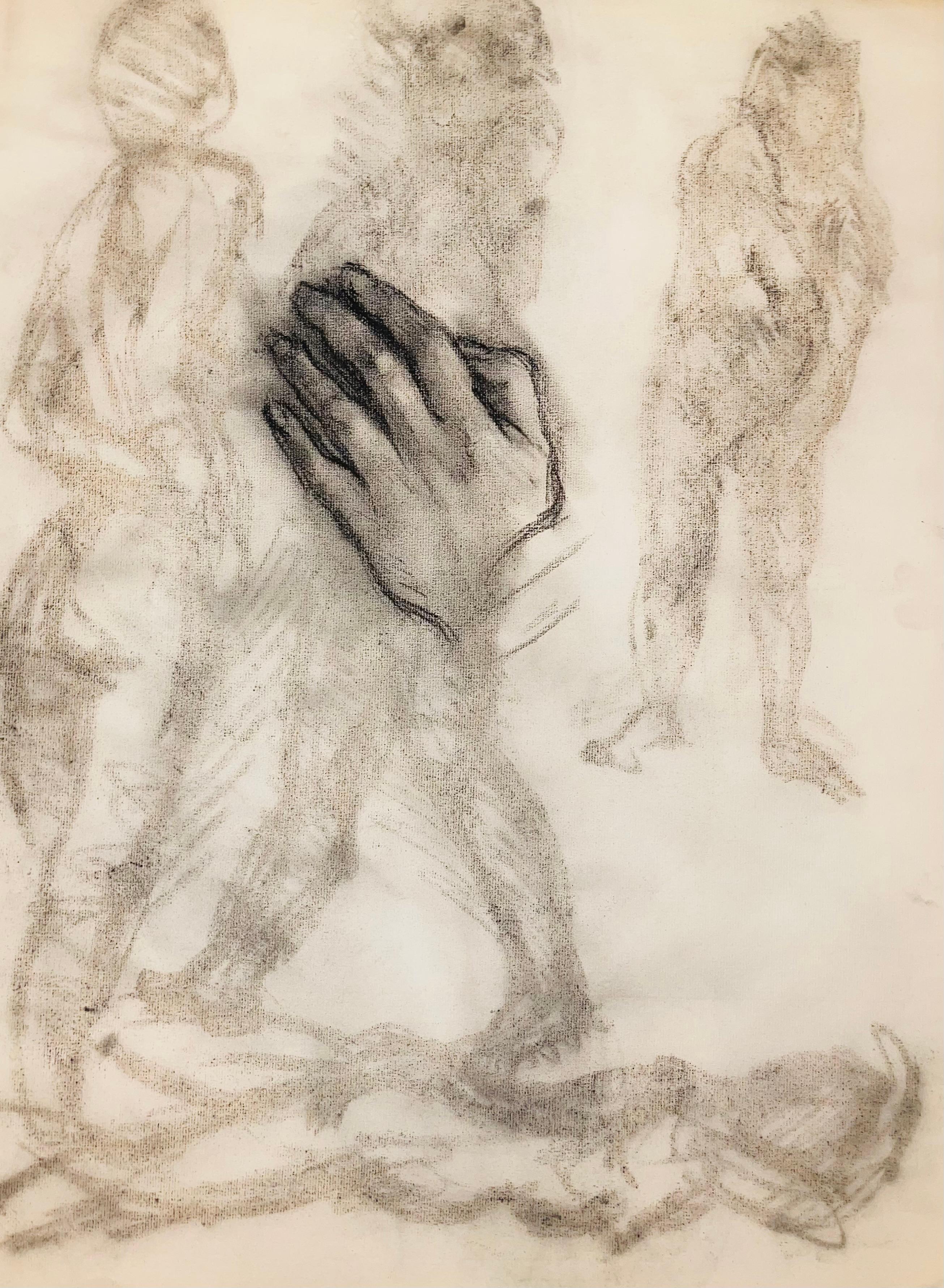 Sans titre (étude de la main et du nu féminin de la Renaissance), 1963, Ian Hornak - Dessin