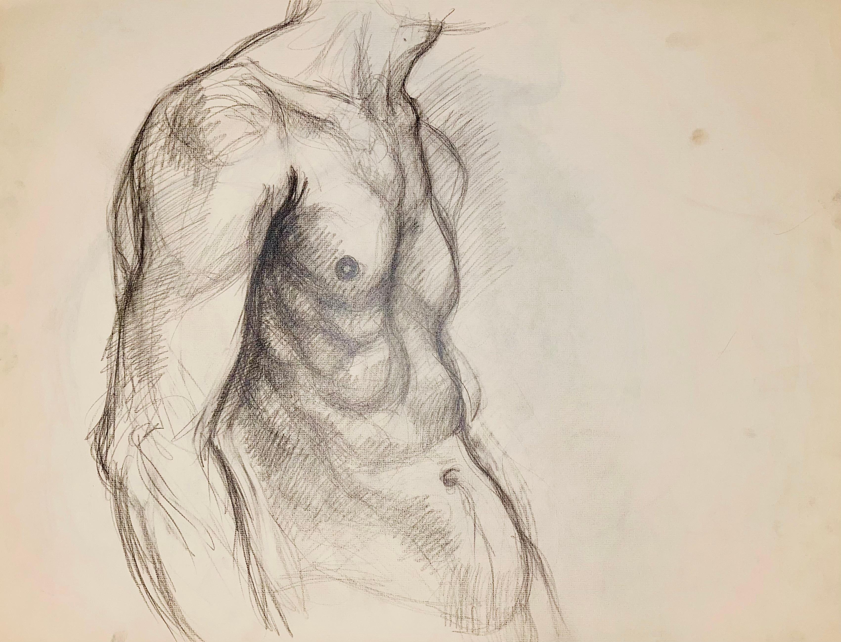 Sans titre (étude d'un nu masculin de la Renaissance), 1963, Ian Hornak - Dessin