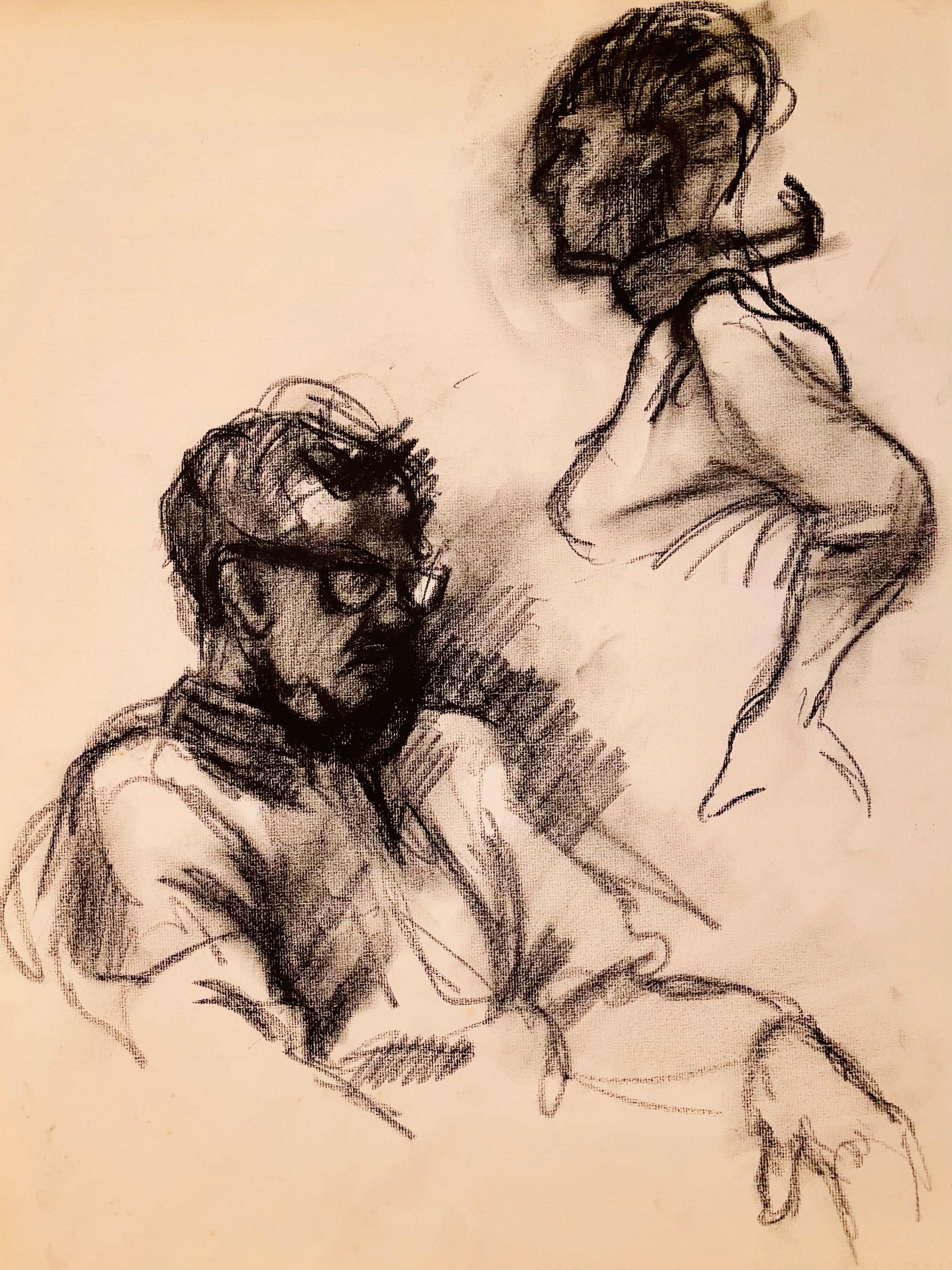 Untitled (Female and Male Figure Study), 1963, Ian Hornak — Drawing
