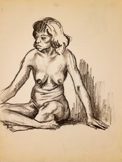 Sans titre (étude d'un nu féminin de la Renaissance), 1963, Ian Hornak - Dessin