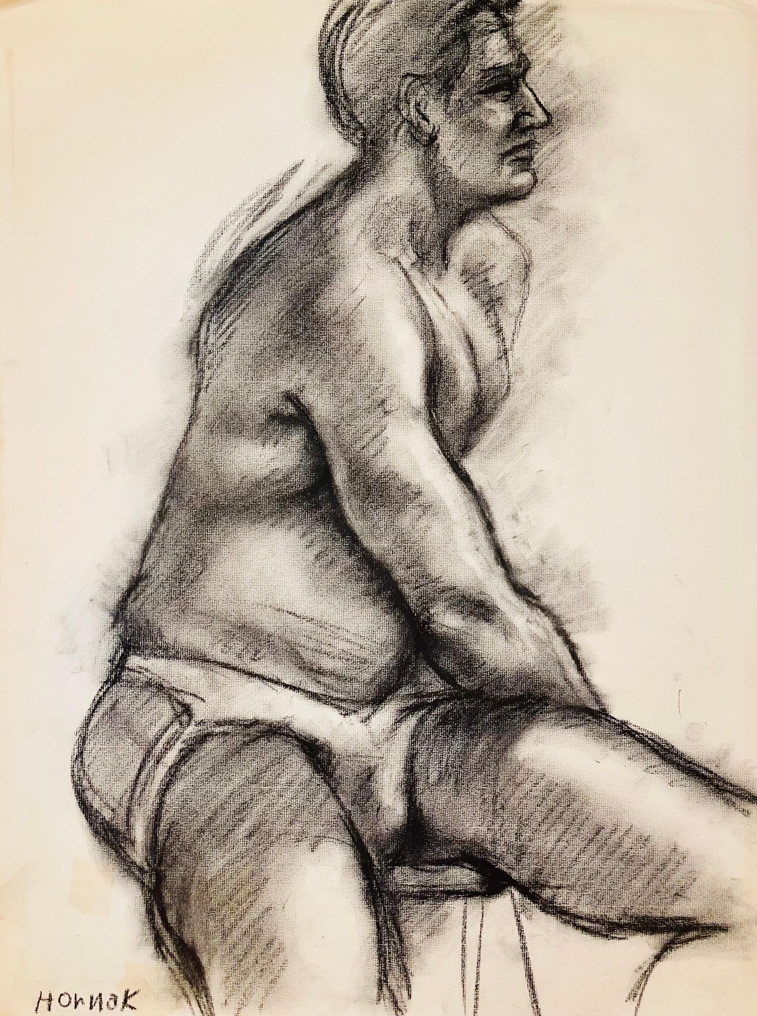 Sans titre (étude d'un nu masculin de la Renaissance), 1964, Ian Hornak - Dessin