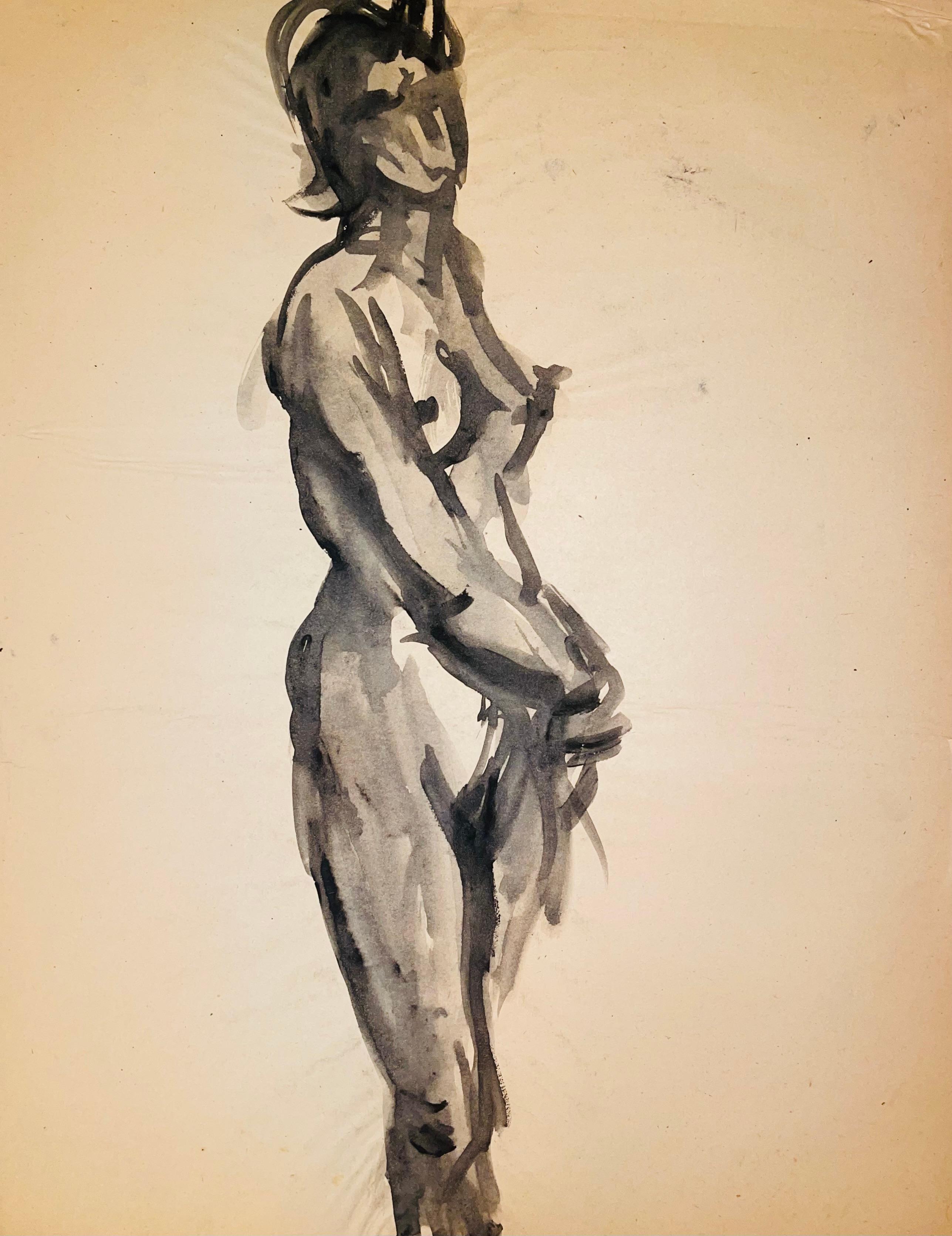 Sans titre (étude d'un nu féminin de la Renaissance), 1964, Ian Hornak - Dessin