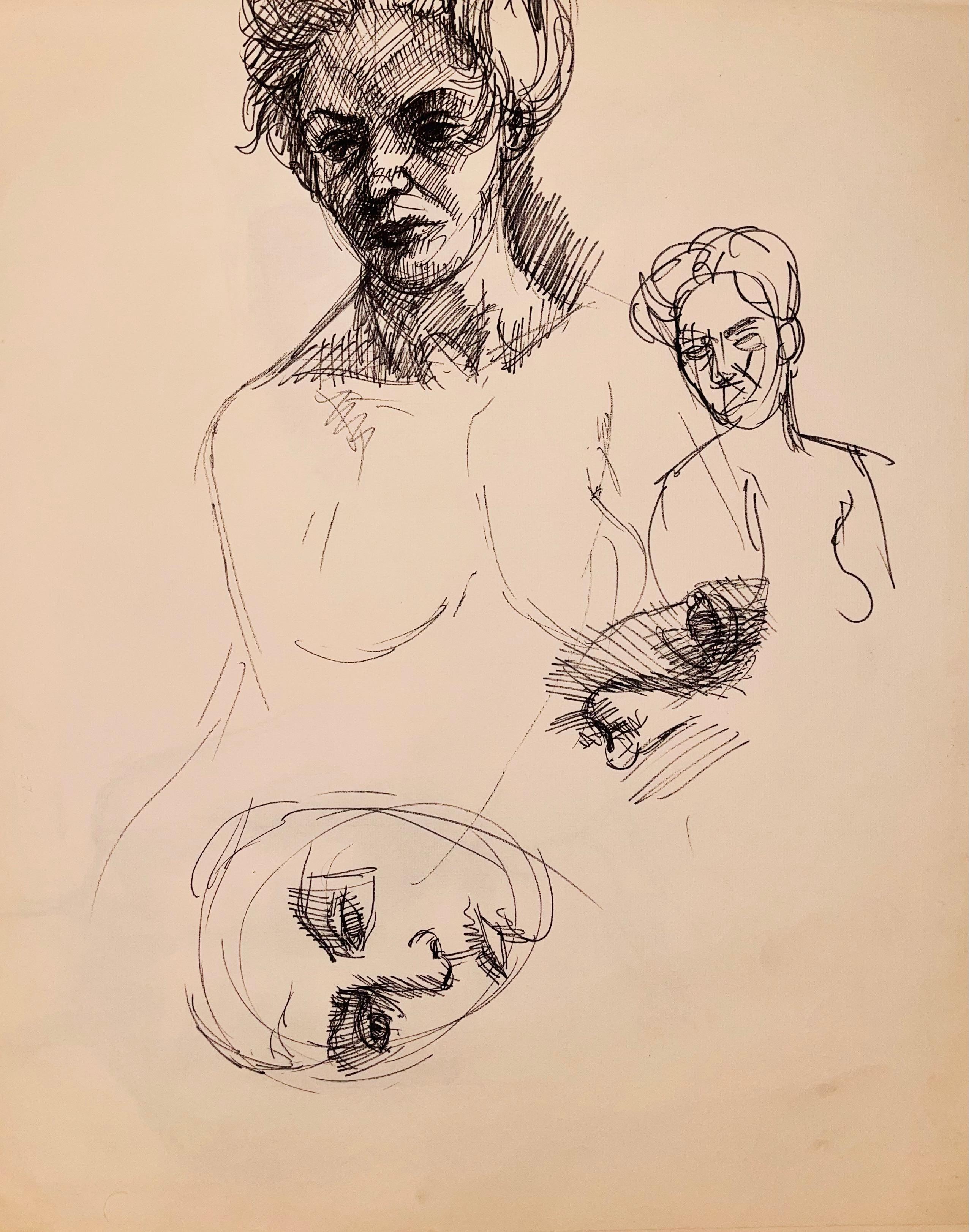 Untitled (Renaissance Female Nude Figure Study), 1963, Ian Hornak — Drawing