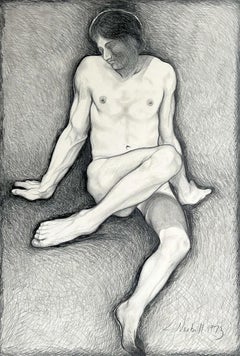  (Male Nude) Untitled, 1973, Original Drawing—Lowell Nesbitt