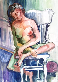 Ian Hornak, Seated Female Nude in Interior, Circa 1963