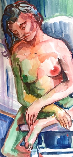 Ian Hornak, Seated Female Nude in Interior, Circa 1963