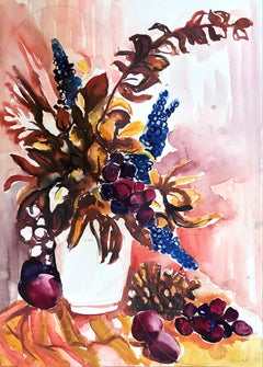 Ian Hornak, Bodegón otoñal con uvas y piña, circa 1963