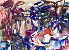 Ian Hornak, Abstract Floral Still Life with Basket and Fruit, Circa 1963