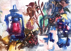 Ian Hornak, Still Life with Lantern and Floral Arrangement, Circa 1963