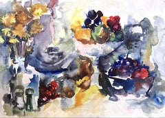 Ian Hornak, Still Life with Fruit Bowls and Yellow Flowers, Circa 1963