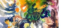 Ian Hornak, Still Life with Yellow Flowers and Blue Drapery, Circa 1963