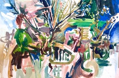 Ian Hornak, „Frau beim Blumenarrangieren in einem Innenraum“, CIRCA 1963