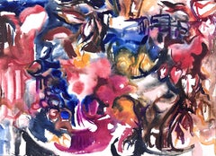 Ian Hornak, „Abstraktes Blumenstillleben in Purpurrot und Blau“, CIRCA 1963