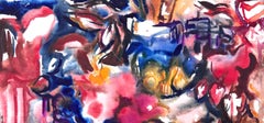 Ian Hornak, „Abstraktes Blumenstillleben in Purpurrot und Blau“, CIRCA 1963
