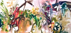 Ian Hornak, Woodland Garden Study with Tree Trunk and Blossoms, Circa 1963