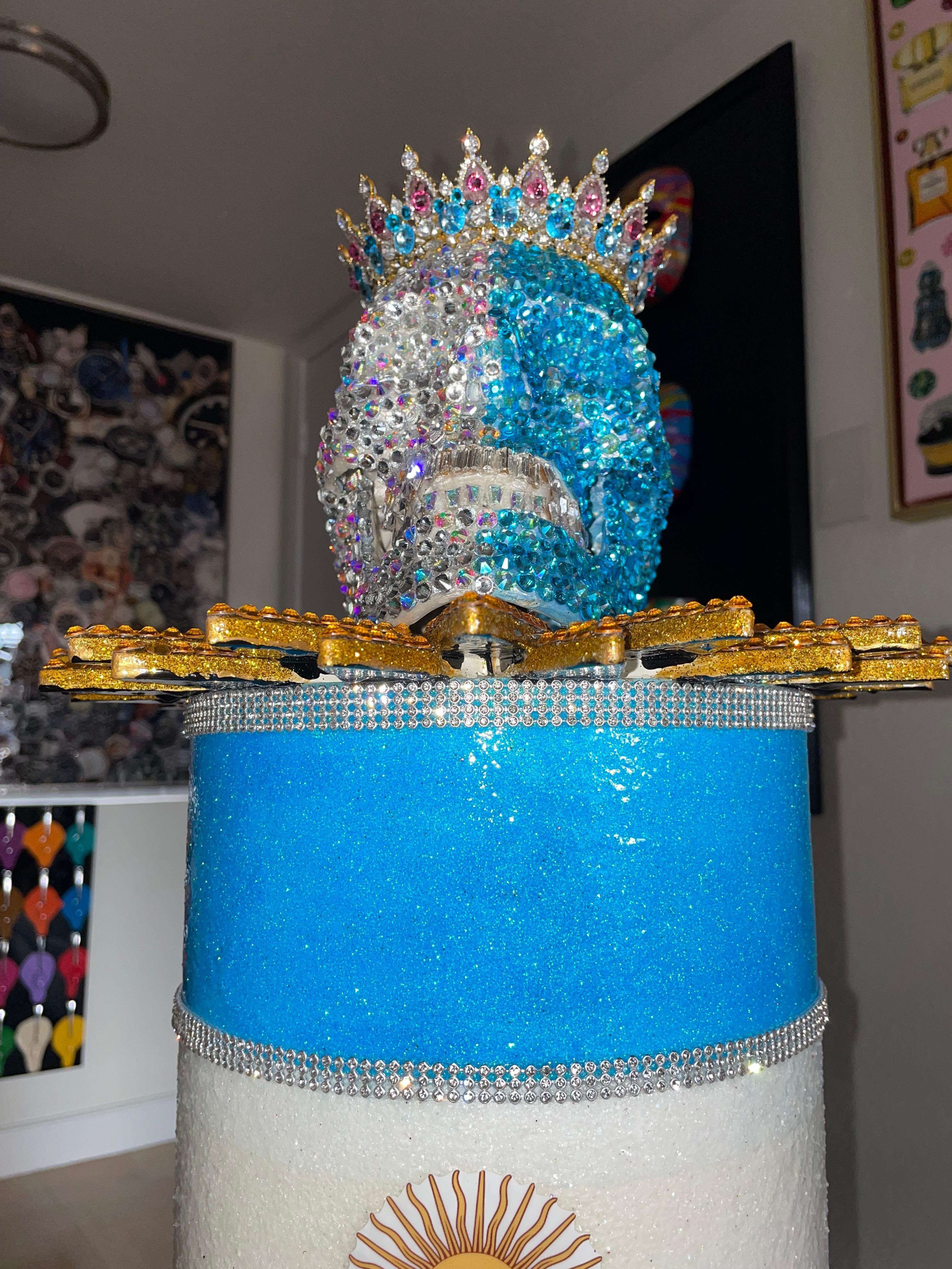 EVITA: QUEEN OF ARGENTINA (One of a Kind Swarovski Skull w/ Custom Base + Crown) For Sale 5