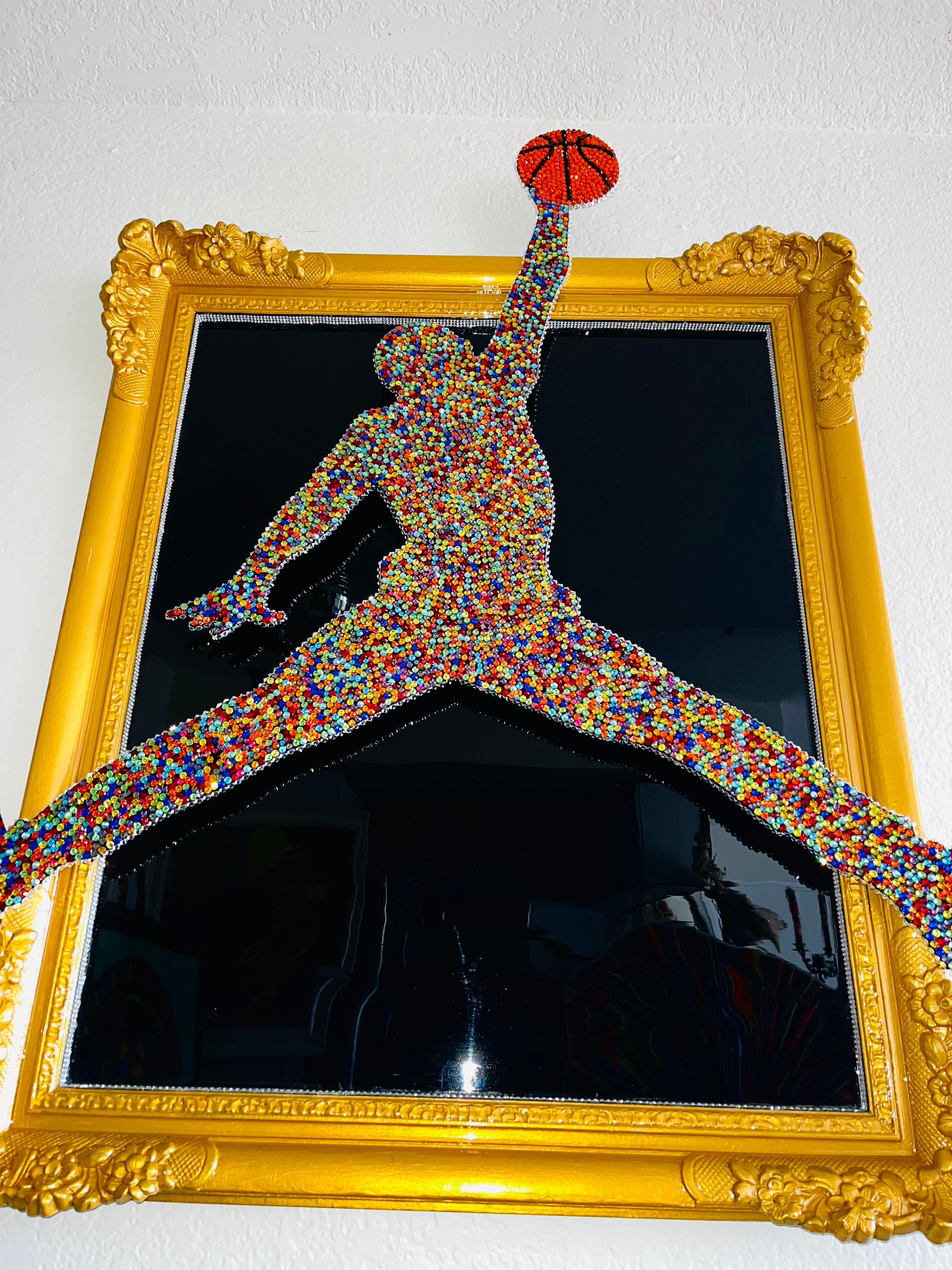 Michael Jordan: Basketball Art (Original And One Of A Kind Swarovski Piece)    - Sculpture by Mauro Oliveira