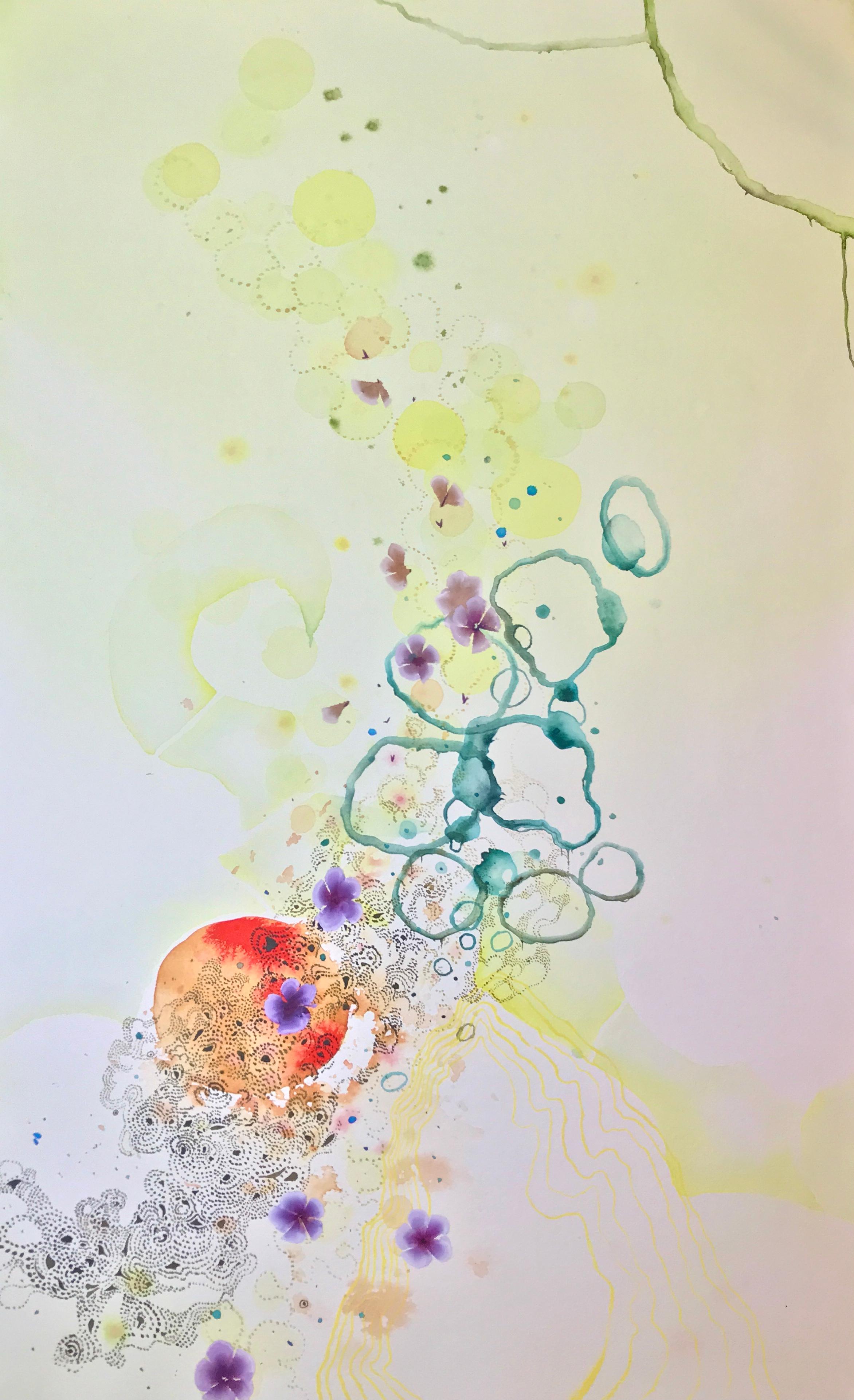 Grayson Chandler Abstract Drawing - "Amino", Watercolor, Abstract, Contemporary Art, Emerging Artist, Houston, Texas