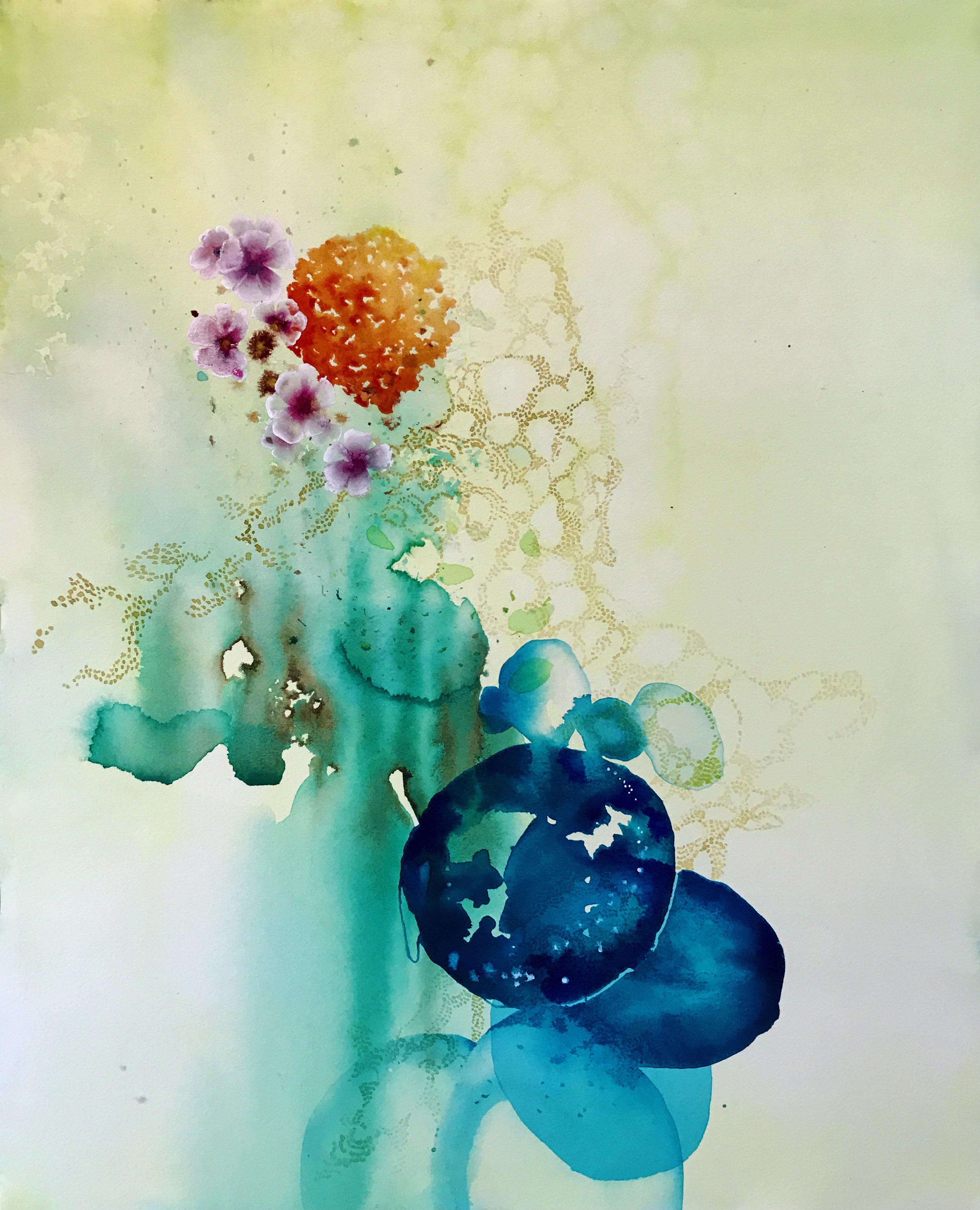 Grayson Chandler Abstract Painting - "Cascade II", Watercolor, Abstract, Contemporary Art, Emerging Artist, Framed