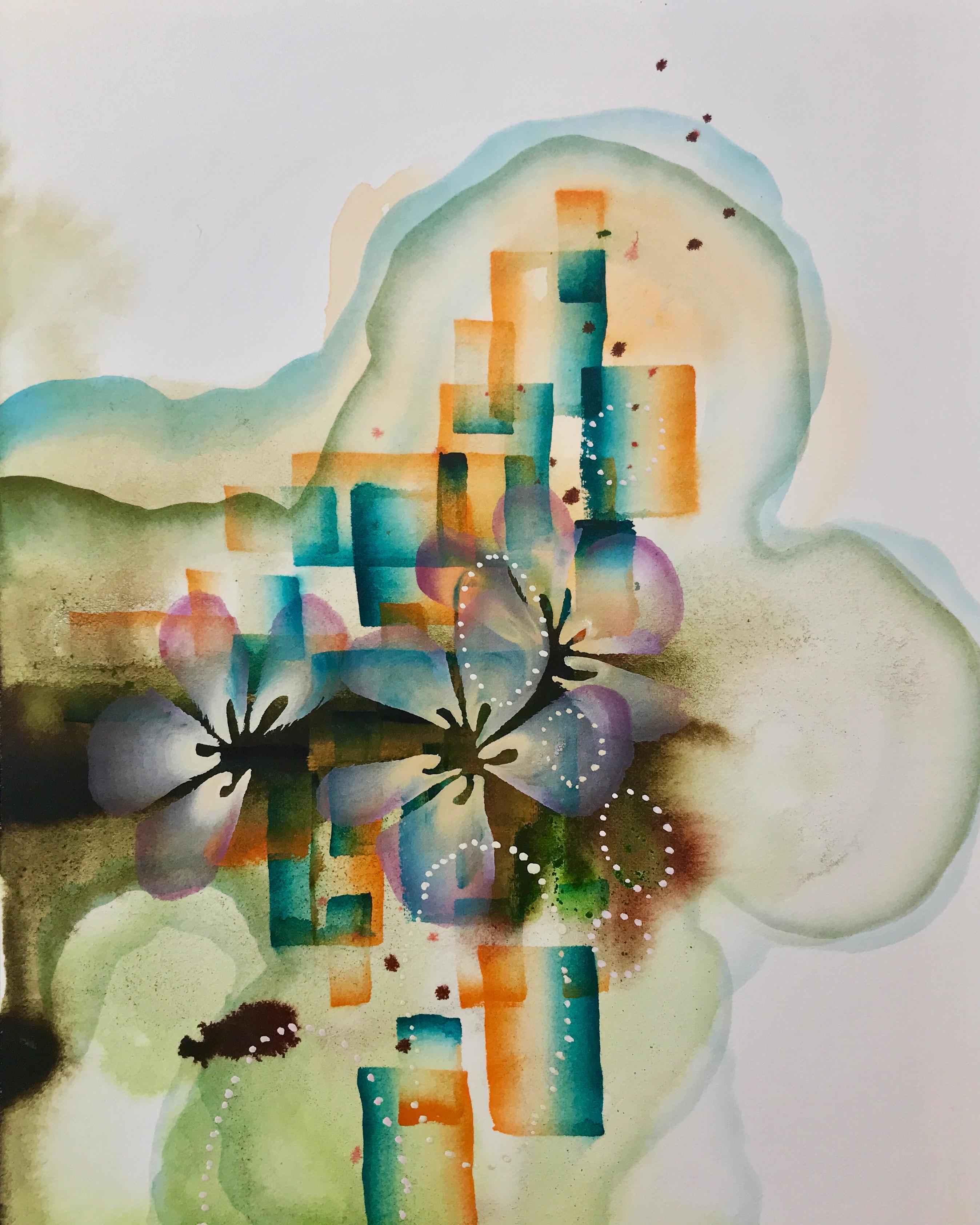 Abstract Drawing Grayson Chandler - « Terra Study », aquarelle, abstrait, art contemporain, artiste émergent