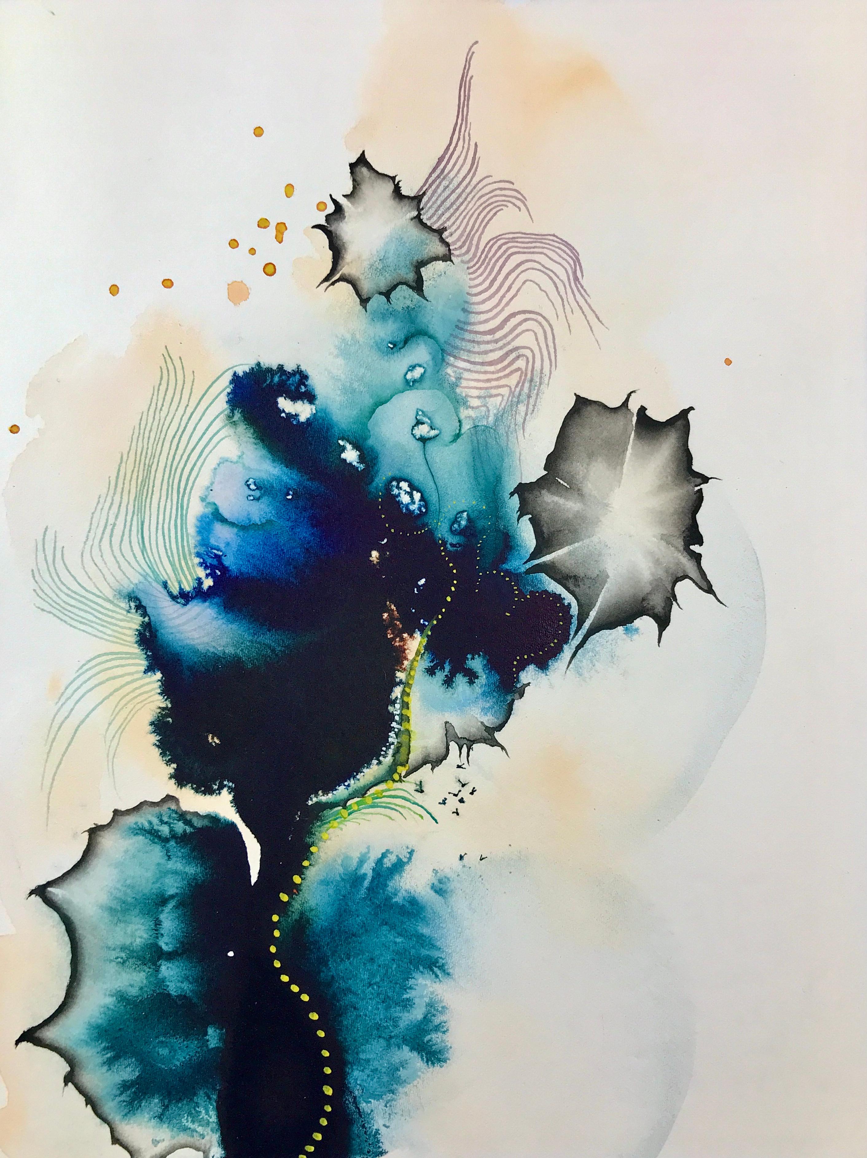 Grayson Chandler Abstract Drawing – ""Kingdomstudie", Aquarell, Abstrakt, zeitgenössische Kunst, aufstrebender Künstler
