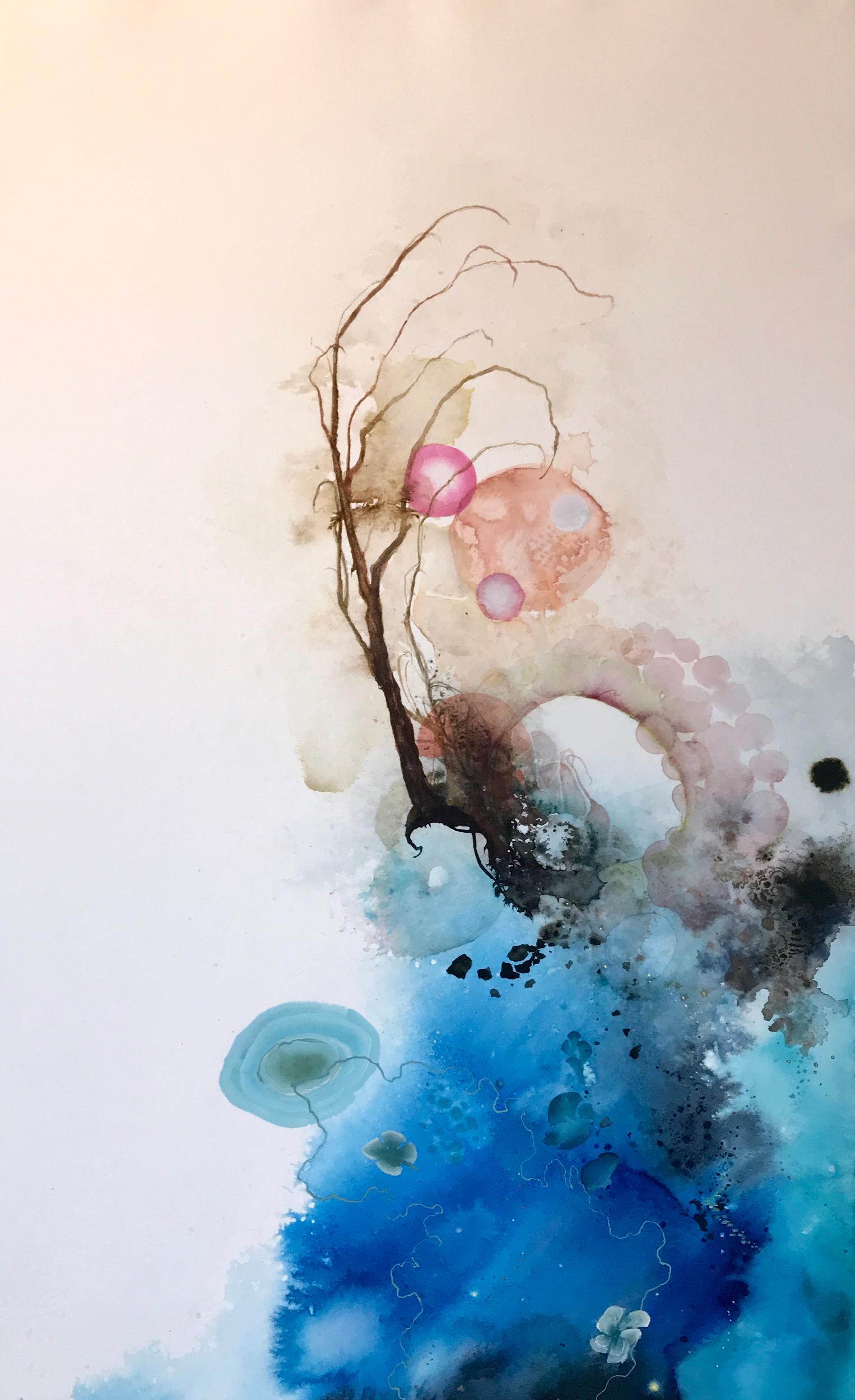 Grayson Chandler Abstract Drawing - "Anemone Study", Watercolor, Abstract, Contemporary Art, Emerging Artist