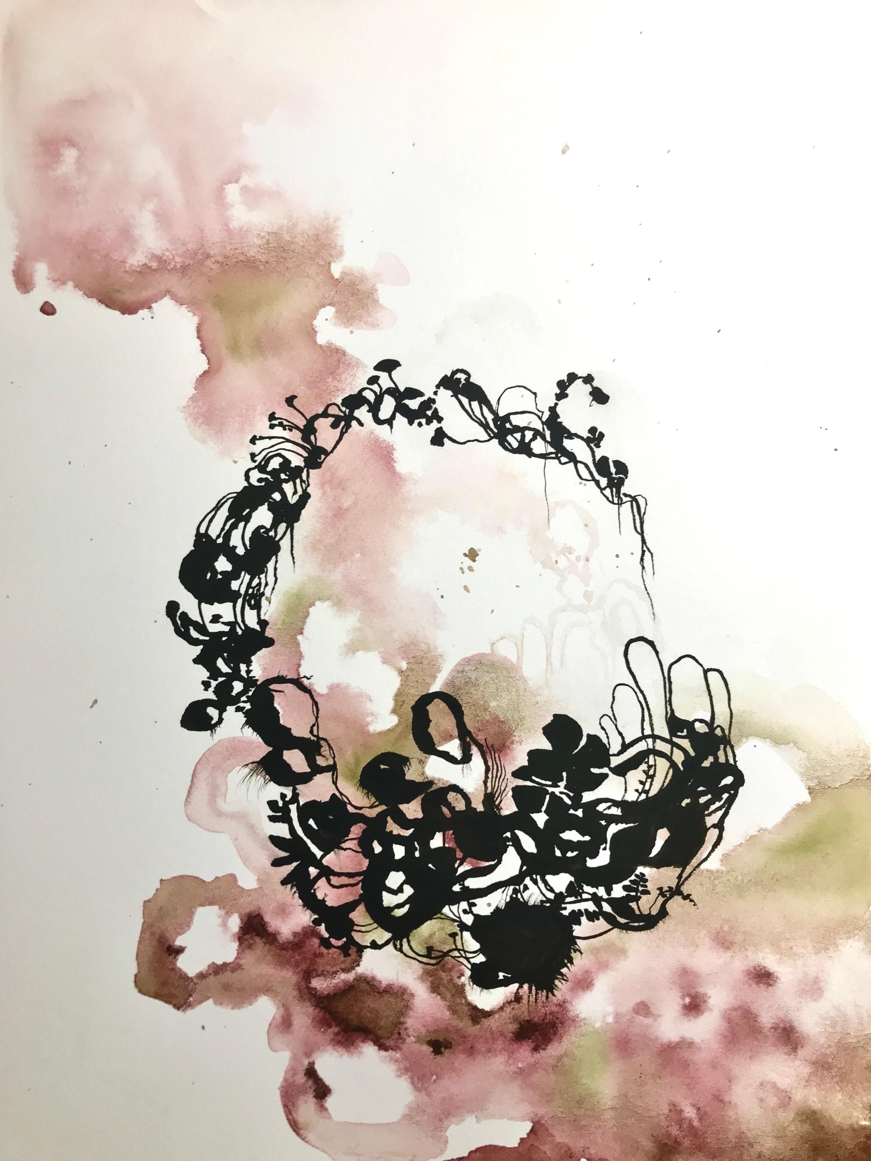 Grayson Chandler Abstract Drawing - "Wreath Study", Watercolor, Abstract, Contemporary Art, Emerging Artist