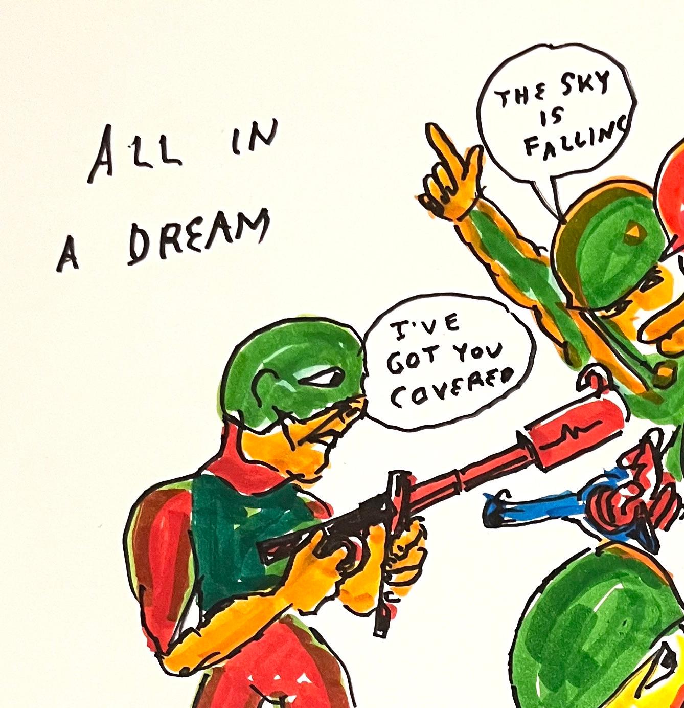 All In a Dream - Daniel Johnston, Colorful Figurative Drawing, Duck Wars For Sale 4