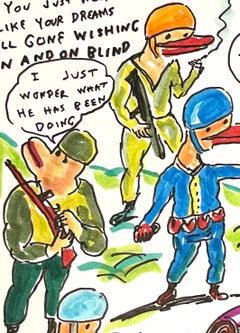 All Things Must Pass Gas, Bunte figurative Zeichnung, Duck Wars Serie