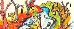 Christmiss - Daniel Johnston, dessin figuratif coloré, série Duck Wars