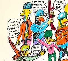 Nada Mal - Figura Dibujo a Tinta sobre Papel, Arte Outsider, Serie Guerras de Patos