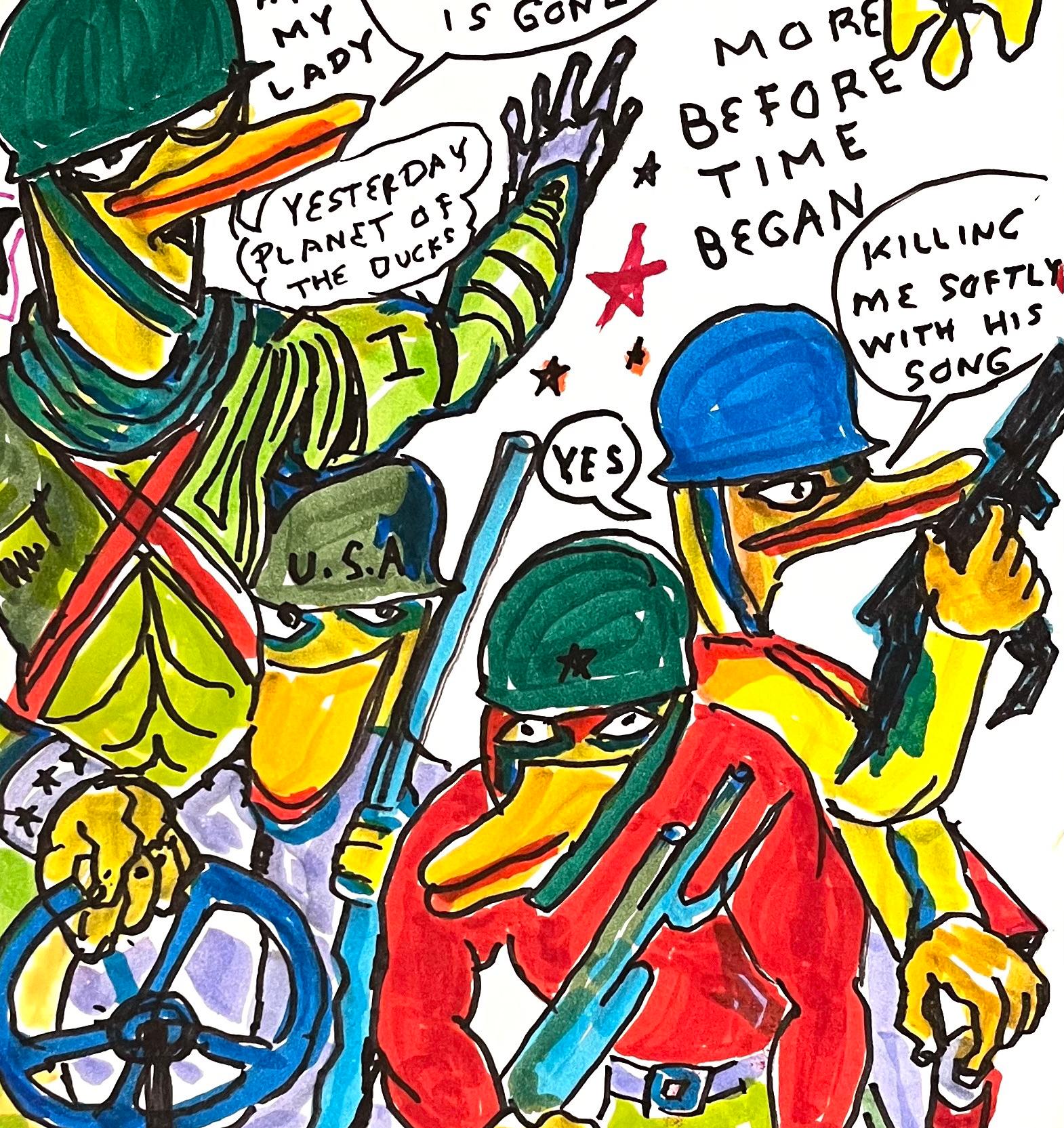 Daniel Johnston was a prolific visual artist and musician. He gained a cult following in the 1990s when Kurt Cobain wore a T-shirt with the artist’s frog illustration from his Hi, How Are You (1983) album cover to the MTV Video Music Awards.