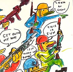 Grazie Laurie, ti amo - Figura disegnata a inchiostro su carta, Outsider Art, Duck Wars